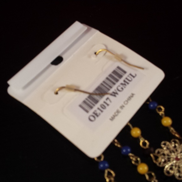 Colorful Bead Dangle Earrings with Flower Cross - Picture 5 of 5